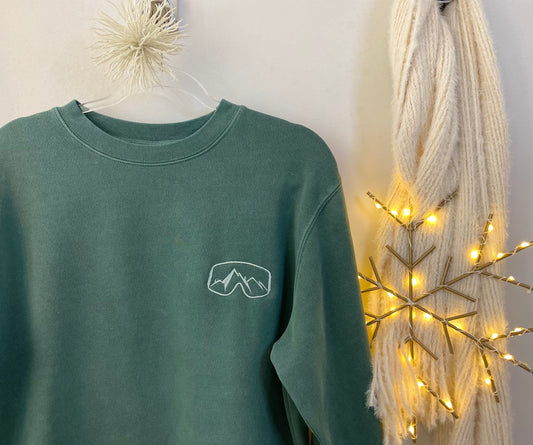 Ski Goggle Forest Green Sweatshirt