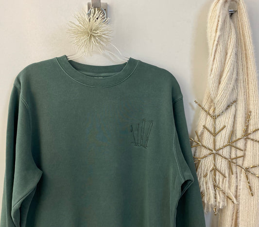 Time To Hit The Slopes Forest Green Sweatshirt